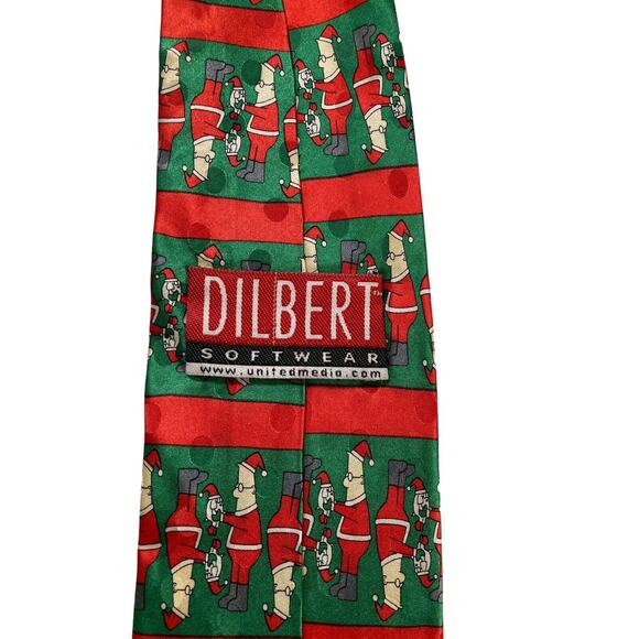 Softwear Dilbert Dogbert Christmas Holiday Cartoon Novelty Necktie 100% Silk - Picture 4 of 8